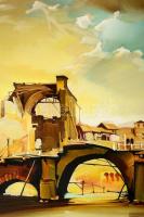 Fassel L'ousa Ferenc (1915-2009): Mediterrán város részlet. Olaj, farost jelzett, keretben, 50×...