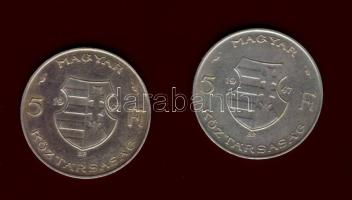 1947. 5Ft Ag (2x) "Kossuth" T:2,2/3