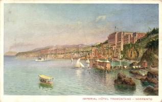 Sorrento, Imperial Hotel Tramontano, sailboats, ship, port, bay (ázott / wet damage)