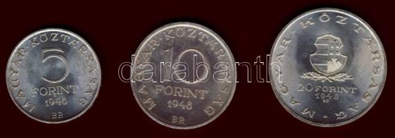 1948. 5Ft Ag + 10Ft Ag + 20Ft Ag "Szabadságharc" sor T:1/2