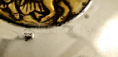 Postes helleniques emlék tálka, ezüst (Ag.) és réz közép résszel, jelzett, ereded:7,5 cm bruttó: 44 ...