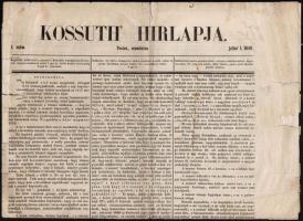 1848 Pest, Kossuth Hírlapja, a politikai napilap első, induló száma, Kis hiánnyal