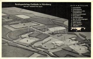 Nürnberg, Reichsparteitagsgelände / Nazi party rally grounds, plan and design architect Prof. Speer, NS propaganda, Verlag H. Hunsinger (EK)
