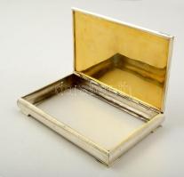 Ezüst (Ag.) art deco kártyadoboz, jelzett, mesterjeggyel, fa betéttel, 19×12 cm, nettó: 429 g