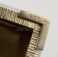 Ezüst (Ag.) art deco kártyadoboz, jelzett, mesterjeggyel, fa betéttel, 19×12 cm, nettó: 429 g