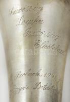 Ezüst (Ag.) emlék kehely jelzett, mesterjeggyel, "Szívósság, Logika, Bátorság, Elkötelezettség ...