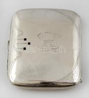 Ezüst (Ag.) monogramos cigarettatárca, hiányzó kövekkel, jelzett, 8×7 cm, nettó:76 g