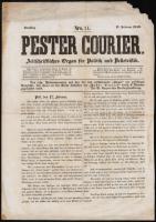 1849 Pester Courier c. újság 11. száma a forradalom híreivel
