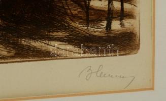 Blahos Rudolf (1917-1986): Erdei út. Rézkarc, papír, jelzett, 40×30 cm