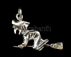 Ezüst(Ag) boszorkány függő, jelzett, 3,8x1,8 cm, nettó: 2,8 g