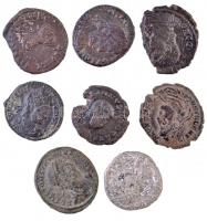 Római Birodalom 8db-os római pénztétel, közte 1db Septimius Severus denár és 7db IV. századi kisbron...
