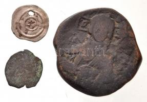 3db-os vegyes pénztétel, benne Magyarország 1131-1141. Denár Ag "II. Béla" (0,33g) + Bizán...
