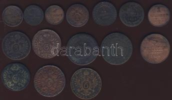 Ausztria/magyar verdejel kis tétel 1781-1851. 1/2Kr 3klf típusban + 1Kr 4klf típusban + 3Kr 4klf típ...