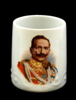 Emlék bögre II. Vilmos német császár arcképével, matricás, jelzett, kopott, m:8,5 cm