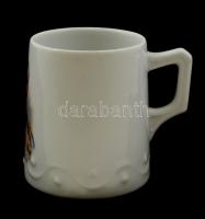 Emlék bögre II. Vilmos német császár arcképével, matricás, jelzett, kopott, m:8,5 cm