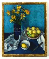 Kiss Márta (1974-): Sárga és kék. Olaj, vászon, jelzés nélkül, keretben, 60×48 cm