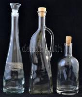 3 db különféle üveg, üveg- ill. parafadugóval, hibátlanok, különböző méretben