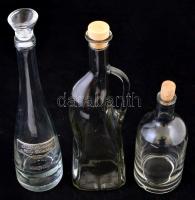 3 db különféle üveg, üveg- ill. parafadugóval, hibátlanok, különböző méretben