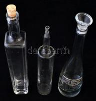 3 db különféle üveg, üveg- ill. parafadugóval, hibátlanok, különböző méretben