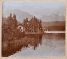 1918 Tátraszéplak, Csorba-tó, 11 db fénykép 3x5 cm és 5,5x6 cm közti méretben, 3 db 28x22 cm-es lapr...