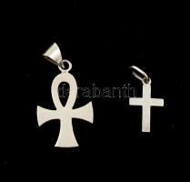 Ezüst(Ag) kopt és latin kereszt függő, jelzett, 2,7x1,4 és 2,73x1,6 cm, nettó: 1,1 g