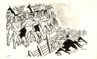8 db MODERN anti-imperialista hidegháborús politikai karikatúra az 1950-es évekből / 8 modern anti-i...