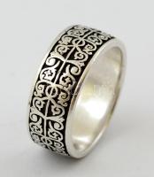 Ezüst(Ag) indamintás gyűrű, jelzett, méret: 62, nettó: 8,4 g