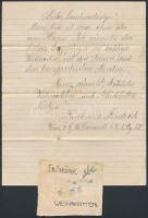 cca 1914-1918 Karácsonyi üdvözlő levél, kézzel rajzolt kártyával, Bécsből a frontra küldve, német nyelven.