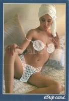 6 db MODERN használatlan erotikus képeslap, Strip Card sorozat; benedvesített ujjal dörzsölve eltűni...