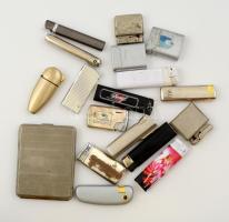17 db különféle öngyújtó + 1 db alpakka cigarettatartó