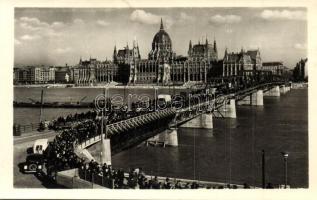 Budapest; Kossuth híd, Sztálin híd, Erzsébet híd maradványa - 3 db modern képeslap / 3 modern postca...