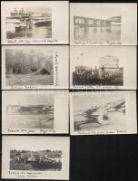 cca 1915-1916 7 db harctéri fénykép a keleti frontról, köztük lerombolt hidak, bunkerek, 8,5x14 cm / 7 WWI photos from the Eastern Front, damaged bridges, bunkers, 8,5x14 cm