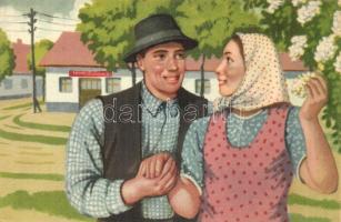 2 db MODERN magyar szocialista propagandalap; termelőszövetkezet, Kommunista falujárók a Munkás Para...