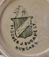 Fischer J. díszváza, kézzel festett, jelzett, kopott festés, m:20 cm