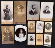 cca 1880-1910 Portrék, 12 db különféle keményhátú fotó Erdélyi Mór műterméből, különböző méretben
