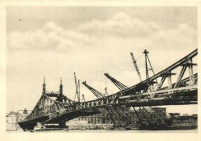1946 Budapest - 2 db képeslap a Szabadság híd újjáépítéséről és az átadásáról, Tildy Zoltán (a Magya...