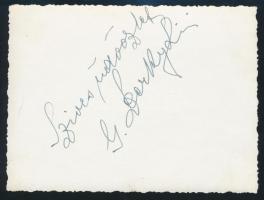 Berky Lili (1886-1958) magyar színésznő aláírása az őt és Gózon Gyulát ábrázoló fotó hátoldalán