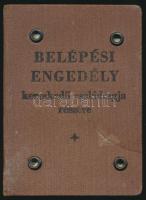 1939 Budapest, Belépési engedély kereskedő családtagja részére az élelmiszer nagyvásártelep területére, fényképpel.
