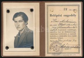 1939 Budapest, Belépési engedély kereskedő családtagja részére az élelmiszer nagyvásártelep területé...