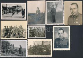 cca 1927-1940 Vegyes katonai fotók, portréképek, csoportképek, közte 1938-as bevonulási kép is, 9 db, 4x6 és 6x8 cm közötti méretekben