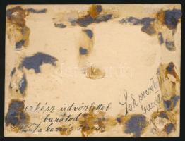 1935 Cserkész fiúk egyenruhában, hátoldalon feliratozva, felületén törésnyommal, 8,5x11,5 cm