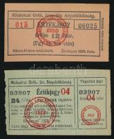 1927-1930 A Miskolci Orthodox Izraelita Anyahitközség 2 db értékjegye: kacsa vágatási jegy, húsjegy