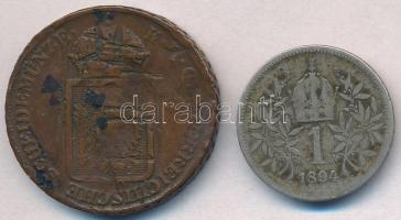 Ausztria 1848A 2kr Cu + 1894. 1K Ag "Ferenc József" T:2--3- kis patina, ph., ü.
Austria 1...
