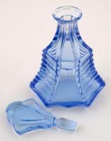 Dekorativ likőrös készlet, formába préselt, jelzés nélkül, apró csorbákkal,m:21 é s m:5 cm (6×)