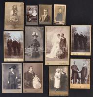 cca 1880-1910 Portrék a múltból, 12 db keményhátú fotó különféle magyar és szlovák műtermekből (Magyar, Erdős, Machatý), különböző méretben