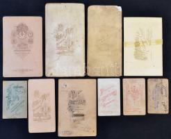 cca 1880-1910 Portrék a múltból, 10 db keményhátú fotó különféle műtermekből (Ellinger, Eller, Esche...