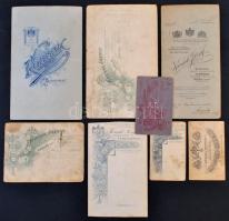 cca 1880-1910 Portrék a múltból, 8 db keményhátú fotó Kossak műterméből, különböző méretben