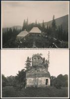 cca 1910-1920 Negoj menedékház, Templomrom, Fogarasi-havasok, 2 db fotó hátoldalon feliratozva, 11x15 cm / Cabana Negoiu, Făgăras Mountains, 2 photos with description on the verso, 11x15 cm