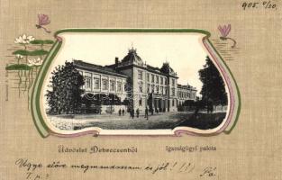 Debrecen, Igazságügyi palota, Komáromi J. kiadása, Art Nouveau litho (fl)