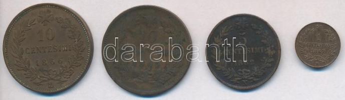 Olaszország 1862N 5c Cu + 10c Cu + 1866M 10c Cu + 1867M 1c Cu "II. Viktor Emánuel" T:1-,2,...